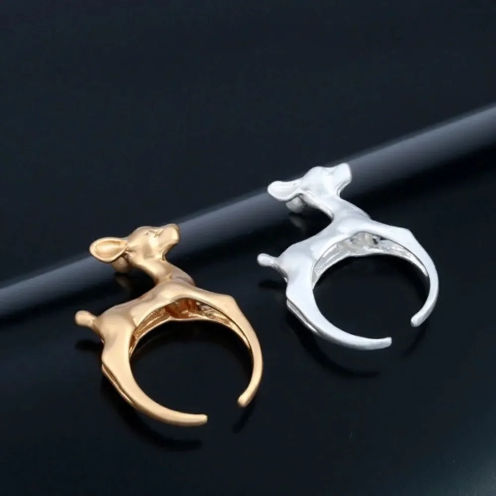 Matte Gold or Silver Bambi Deer Ring Sz 5